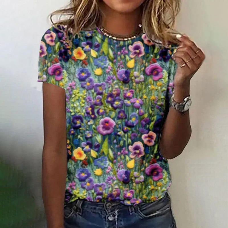 Vintage T-shirt met bloemenprint