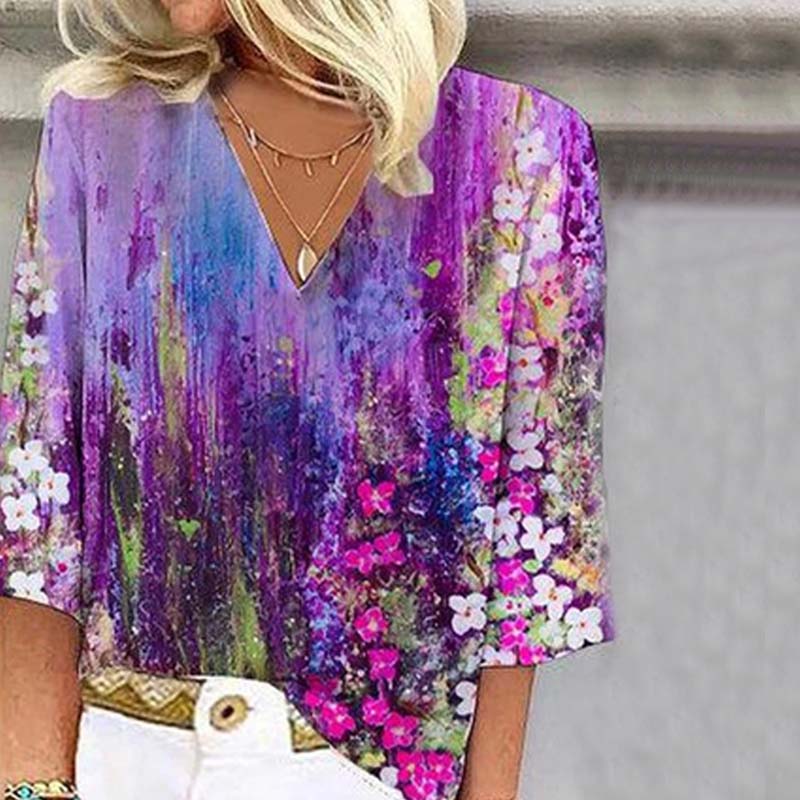 Blouse met bloemenprint en kleurverloop