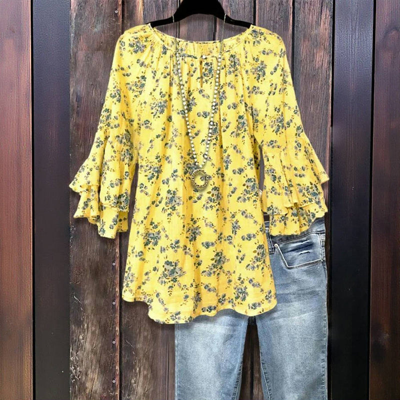 Vintage blouse met bloemenprint