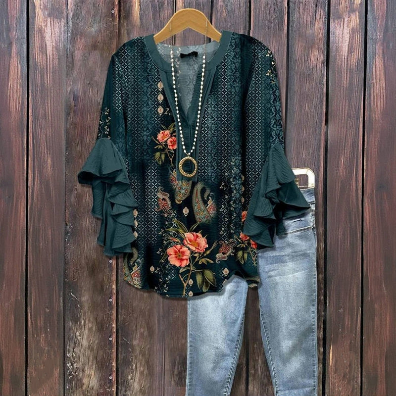 Vintage blouse met bloemenprint