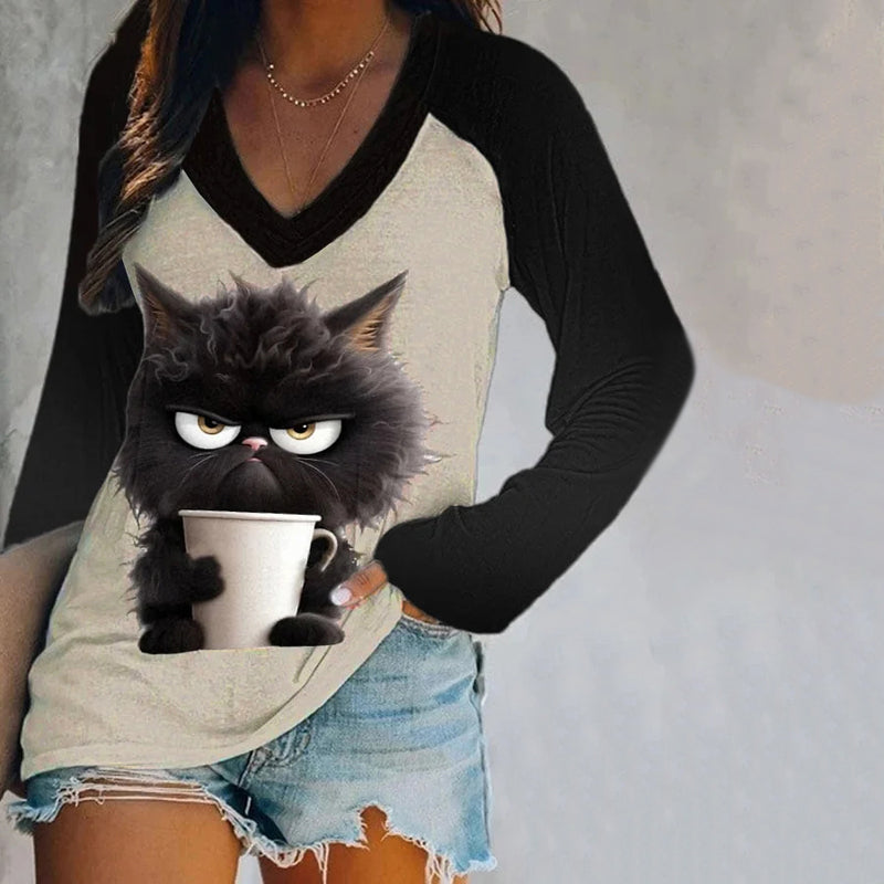 Creatief T-shirt met kattenprint