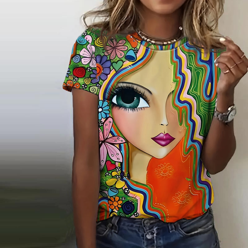 Casual T-shirt met abstracte print