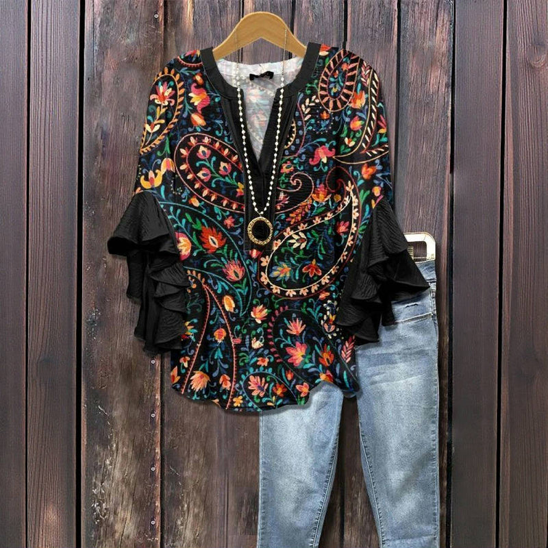 Vintage blouse met bloemenprint