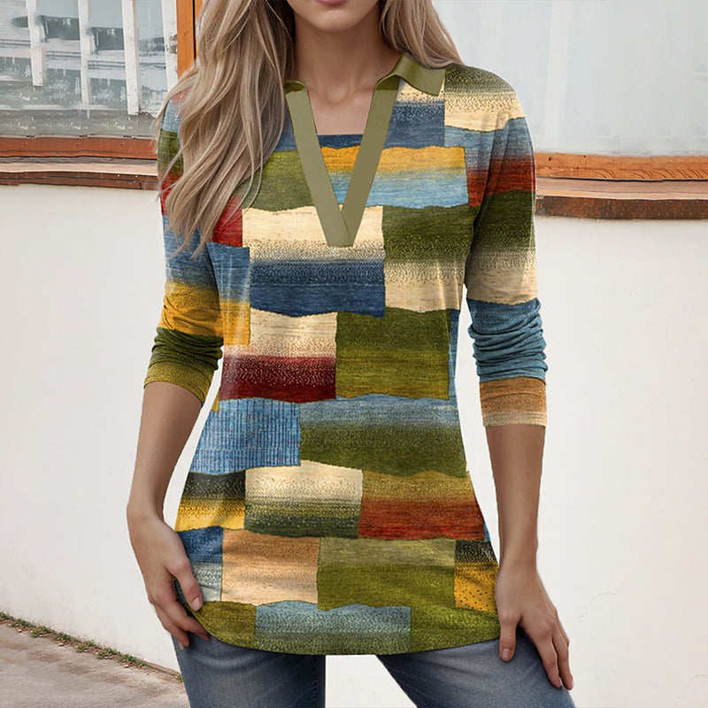 Vintage kleurrijke geruite blouse