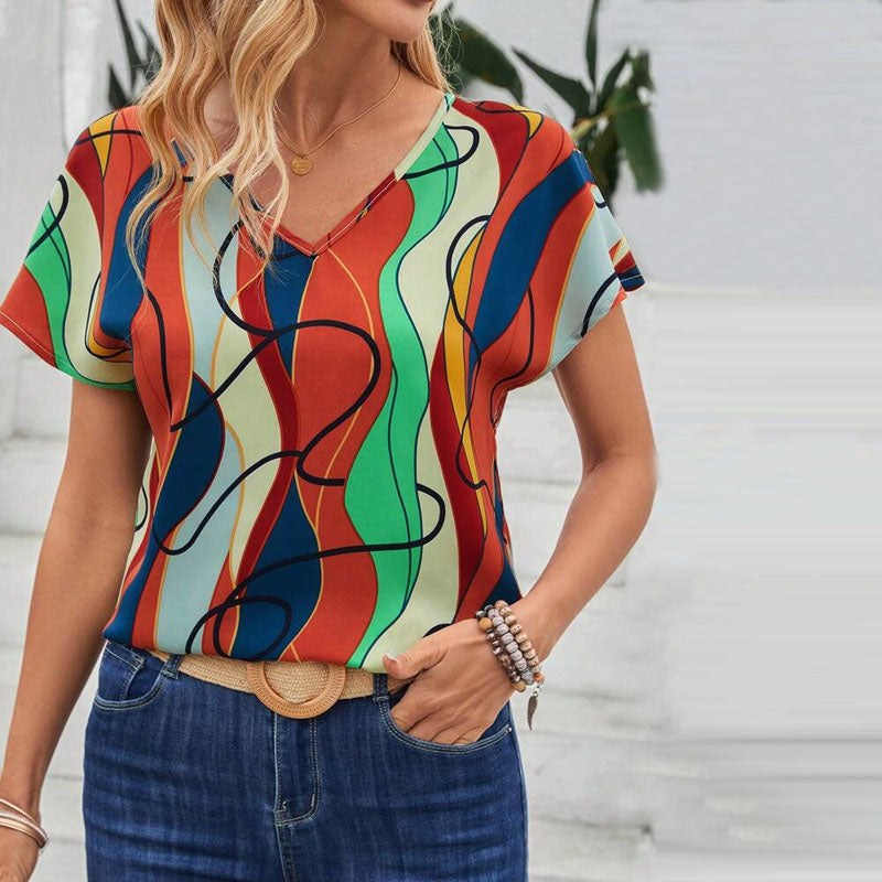 Kleurrijk T-shirt met abstracte print