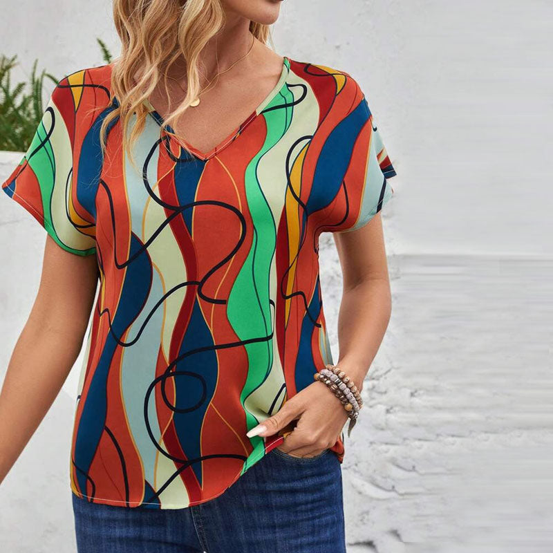 Kleurrijk T-shirt met abstracte print