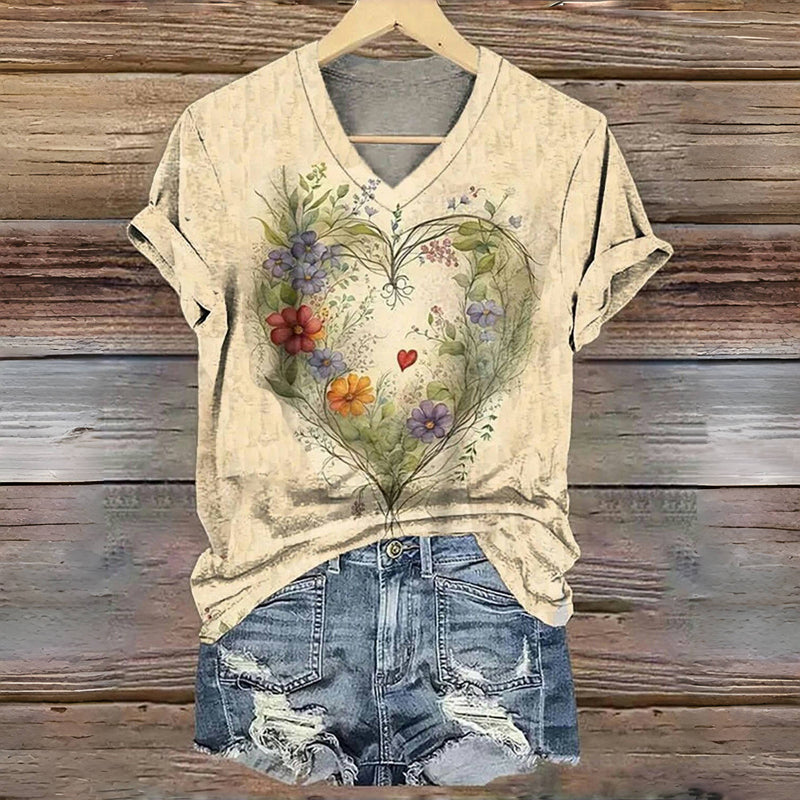 Vintage T-shirt met bloemenprint