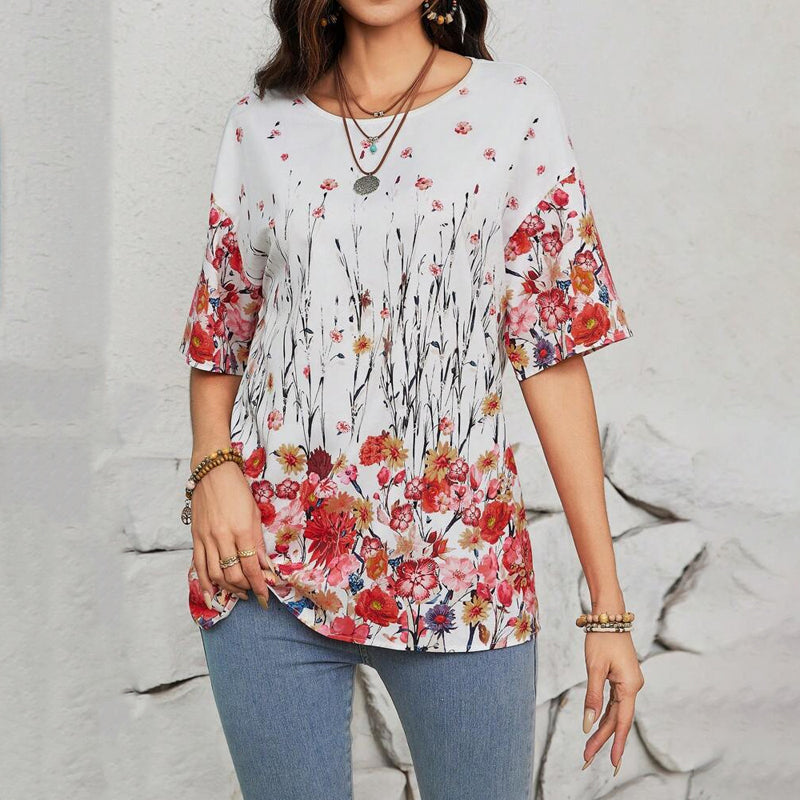 Vintage T-shirt met bloemenprint