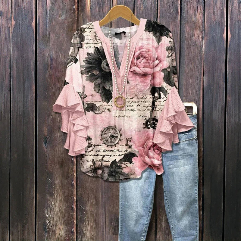Vintage blouse met bloemenprint