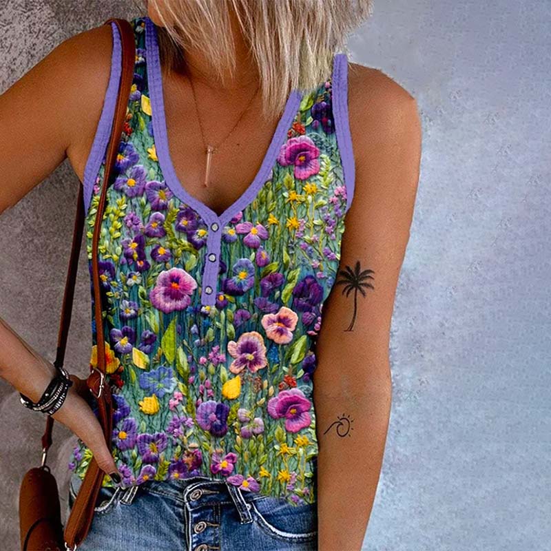 Vintage tanktop met bloemenprint