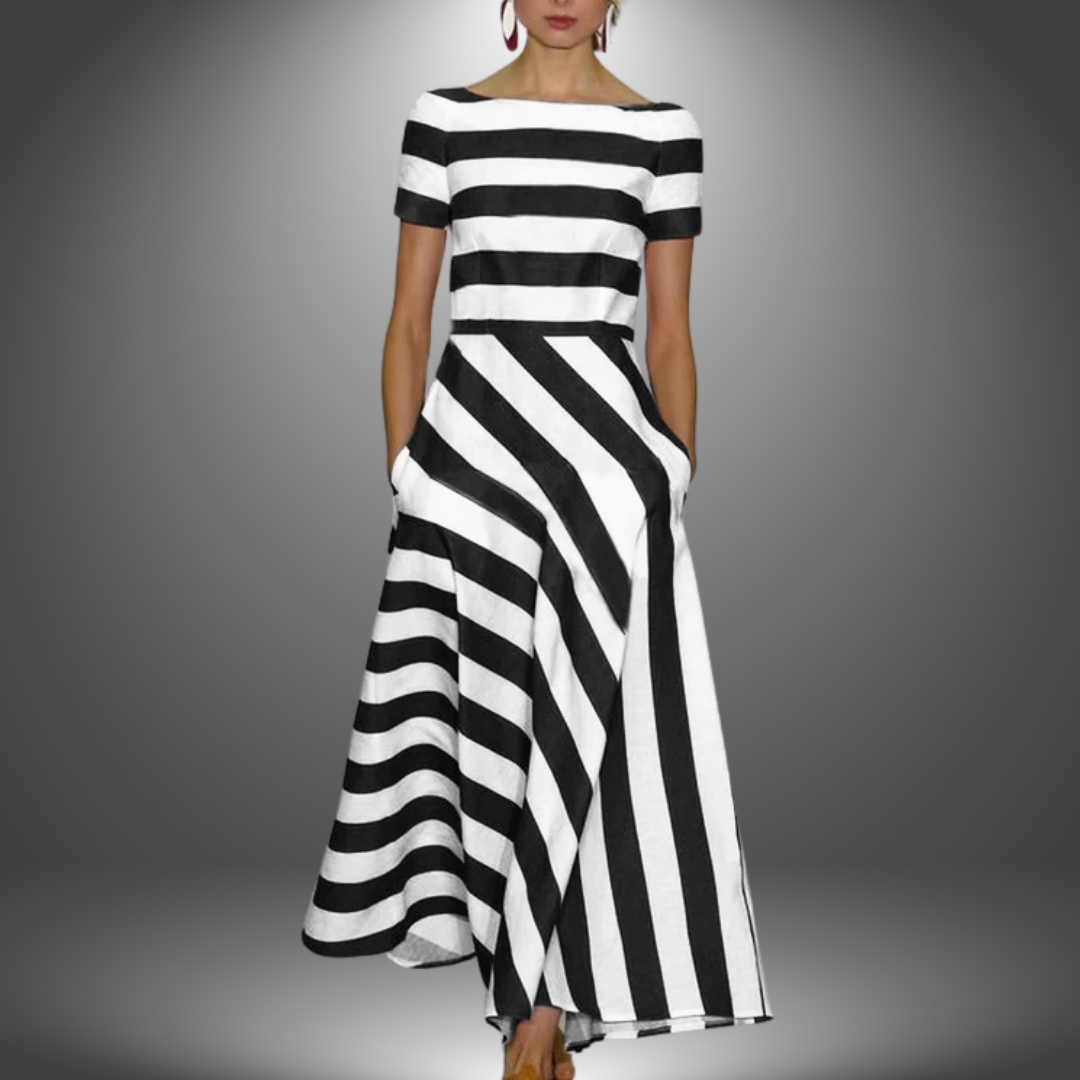 Natalia | Robe longue rayée artisanale