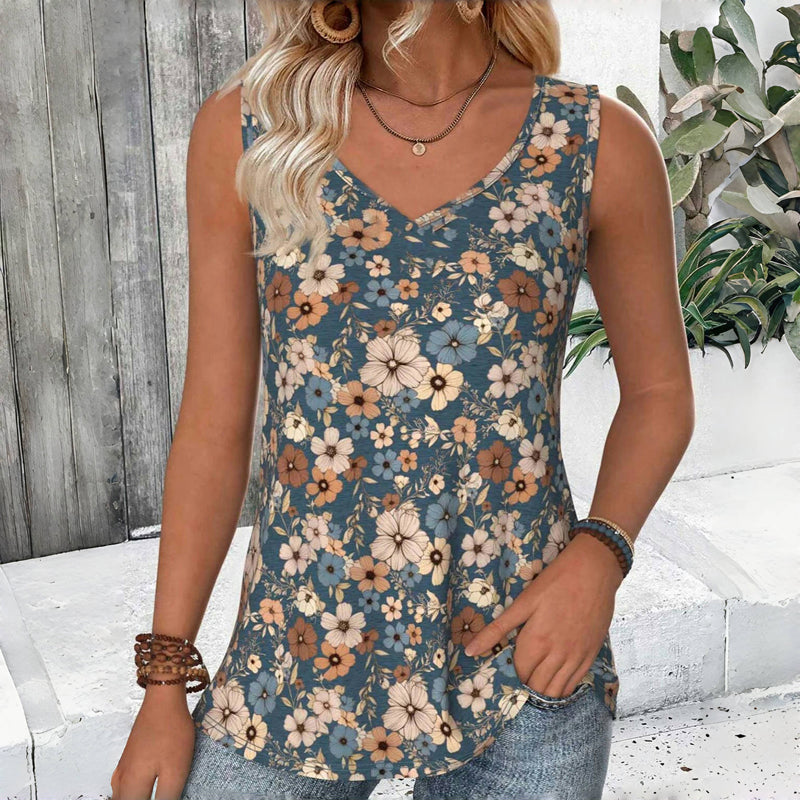 Vintage tanktop met bloemenprint