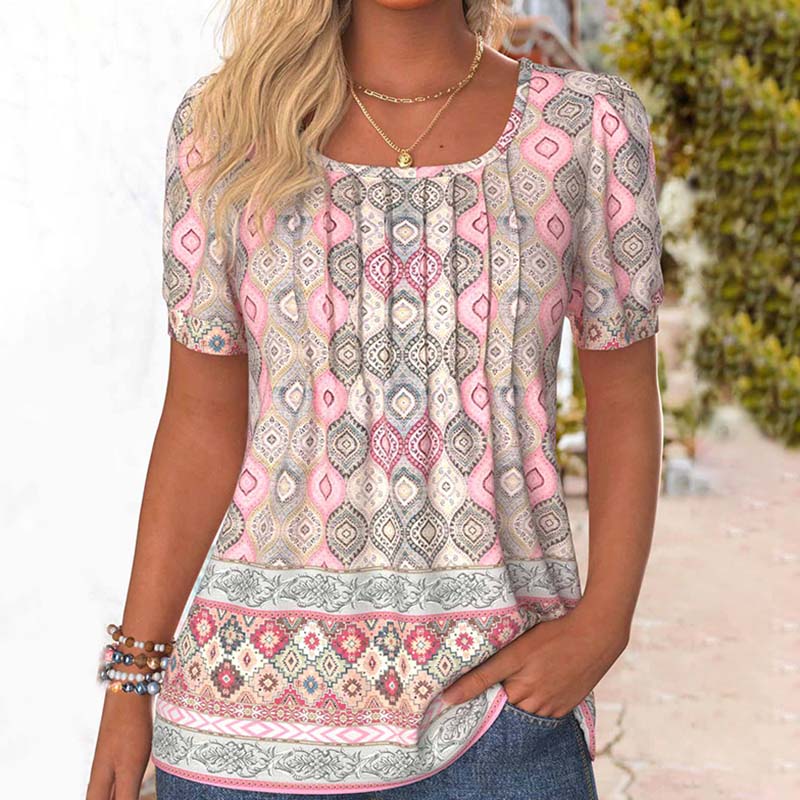 Vintage blouse met etnische print