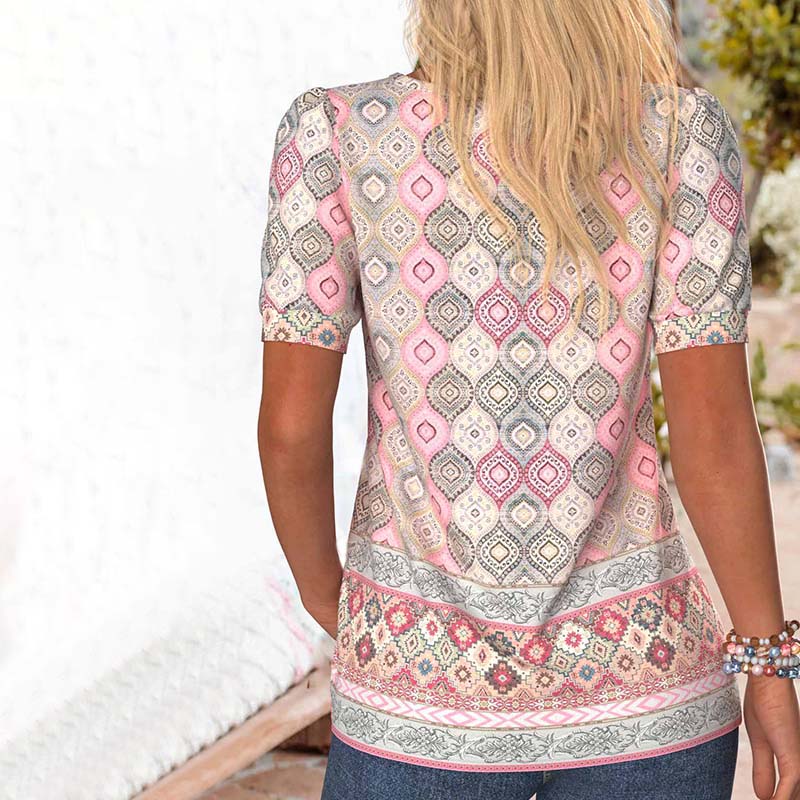 Vintage blouse met etnische print
