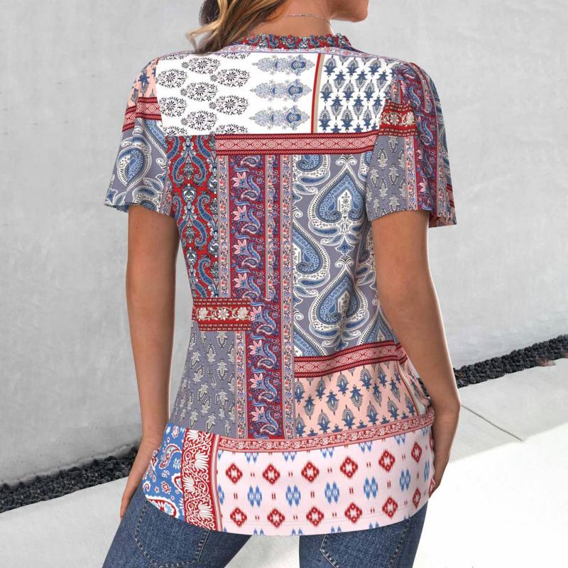 Vintage blouse met etnische print