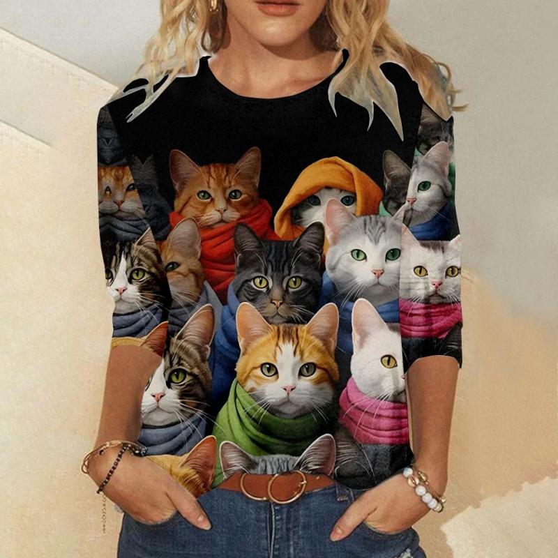 Creatief T-shirt met kattenprint