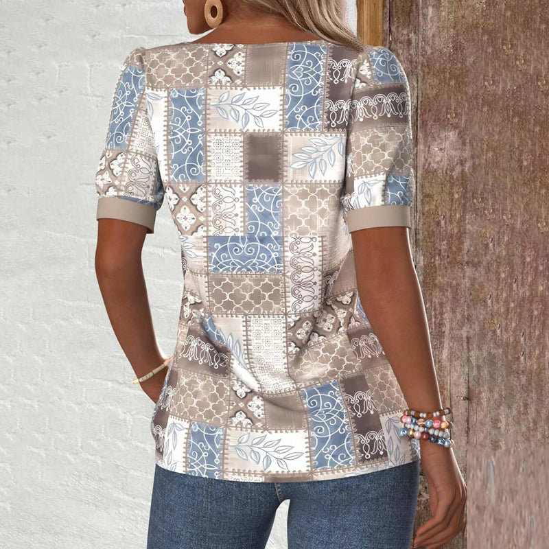 Vintage blouse met etnische print