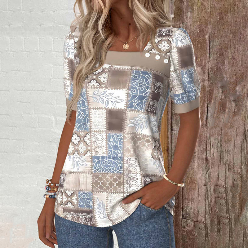 Vintage blouse met etnische print
