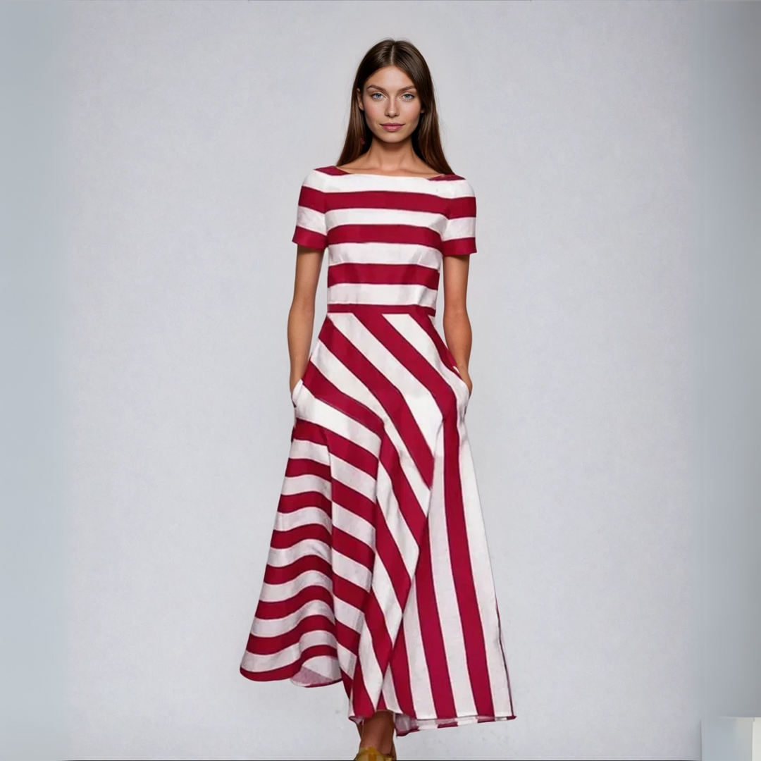 Natalia | Robe longue rayée artisanale