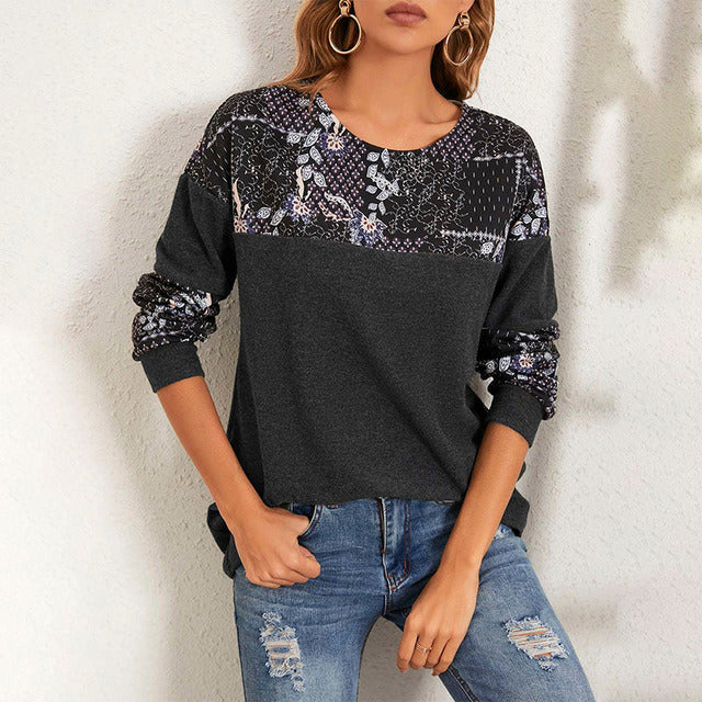Patchwork T-shirt met bloemenprint