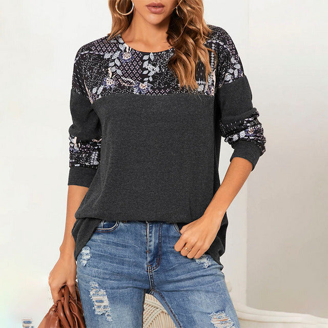 Patchwork T-shirt met bloemenprint