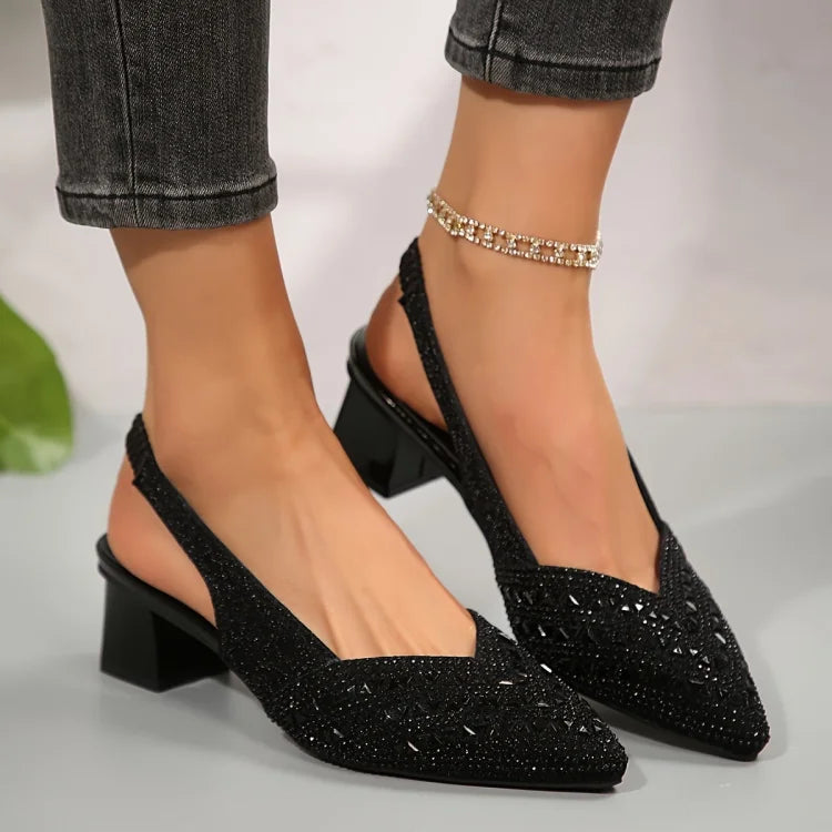 Elvira™ | Strappy Heeled Sandals with Rhinestones
