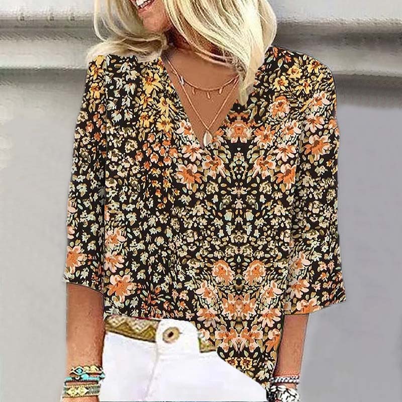 Vintage Floral Print Blouse