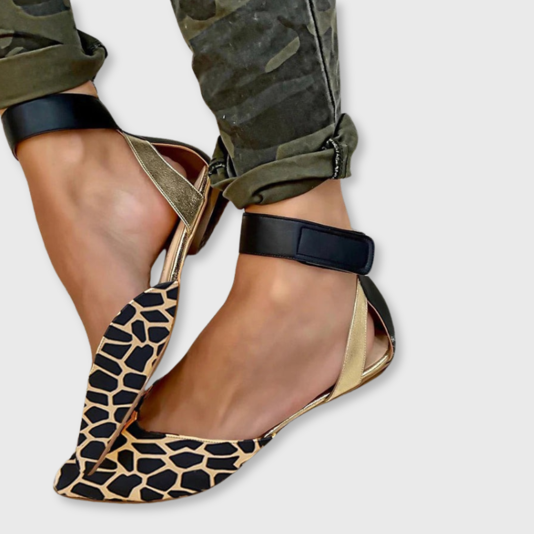 Sofie™ | Animal Print Ankle Strap Ballerina