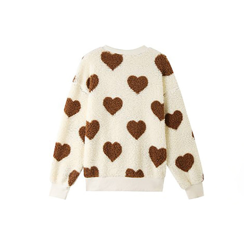 Pluchen sweatshirt met hartjesprint