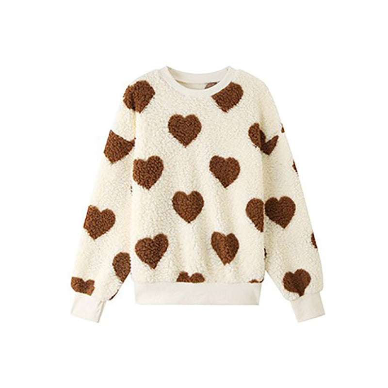Pluchen sweatshirt met hartjesprint