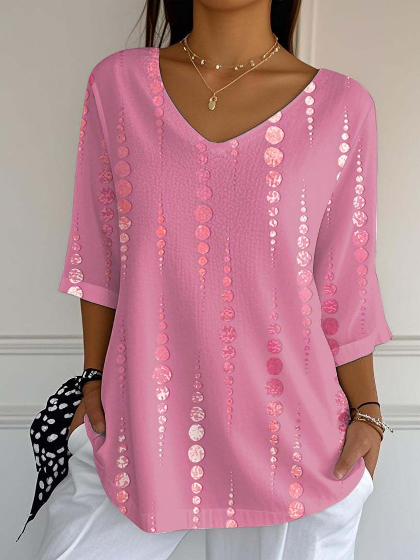 Eenvoudig vintage casual T-shirt met rozenmotief