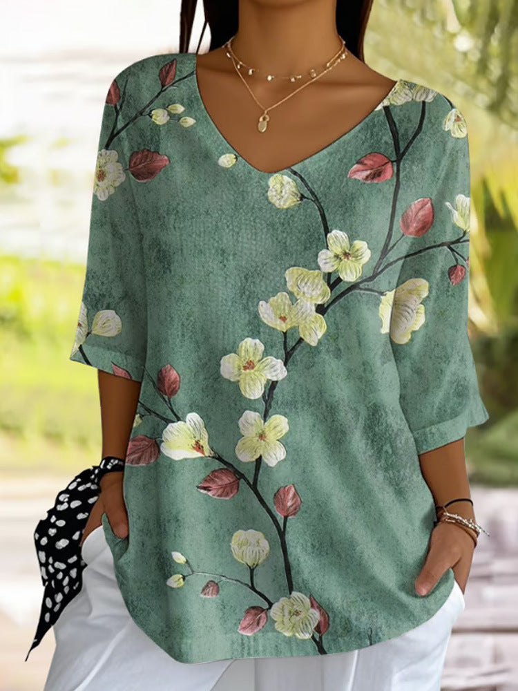 Groen Stem Vintage Casual T-shirt