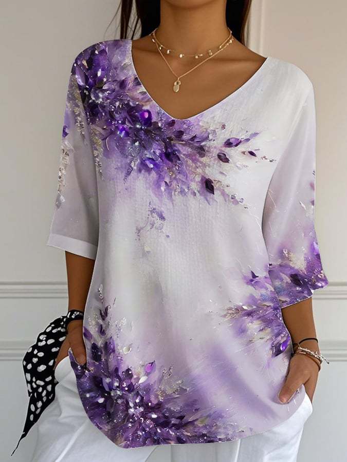 Elegant paars vintage casual T-shirt