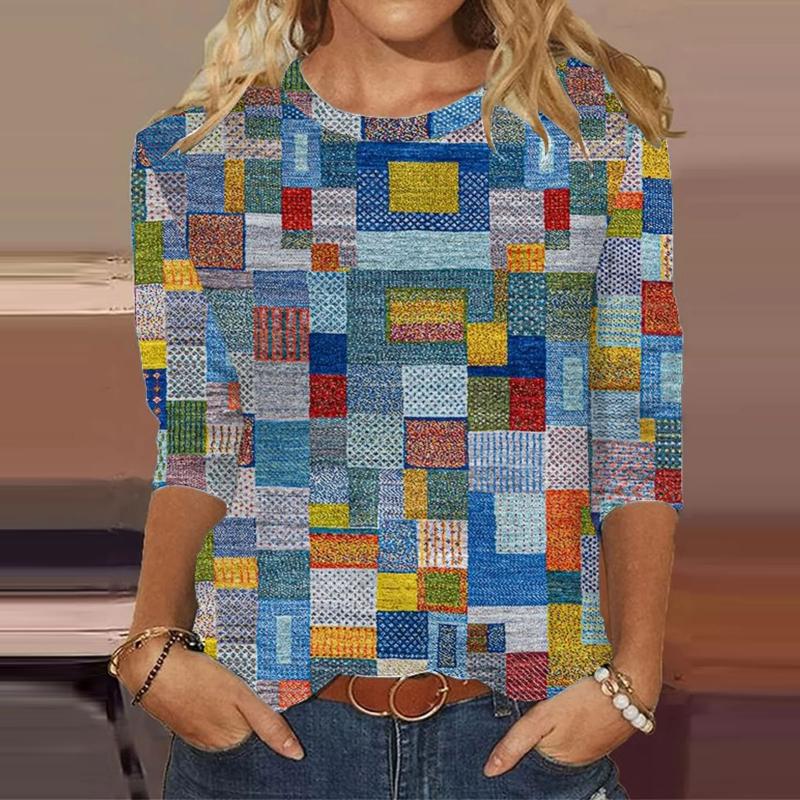 Kleurrijk geruit T-shirt