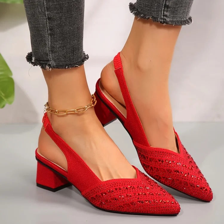 Elvira™ | Strappy Heeled Sandals with Rhinestones
