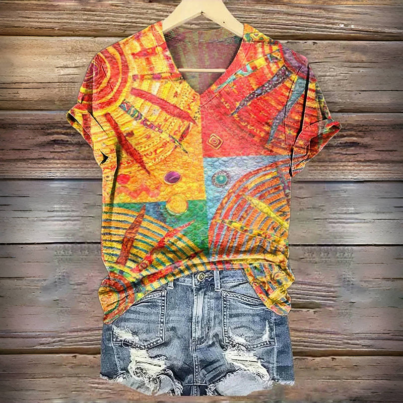 Kleurrijk T-shirt met abstracte print